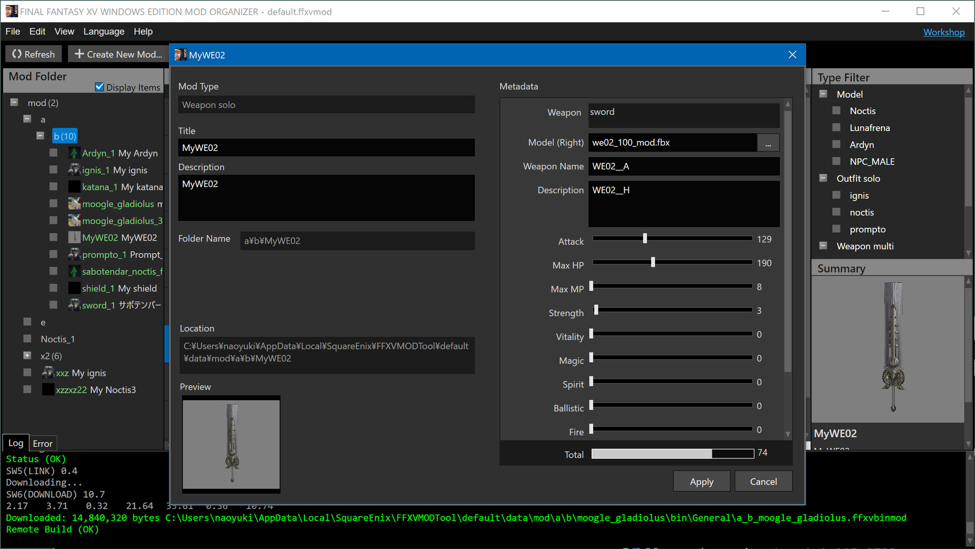 FINAL FANTASY XV WINDOWS EDITION MOD ORGANIZER Screenshot 2