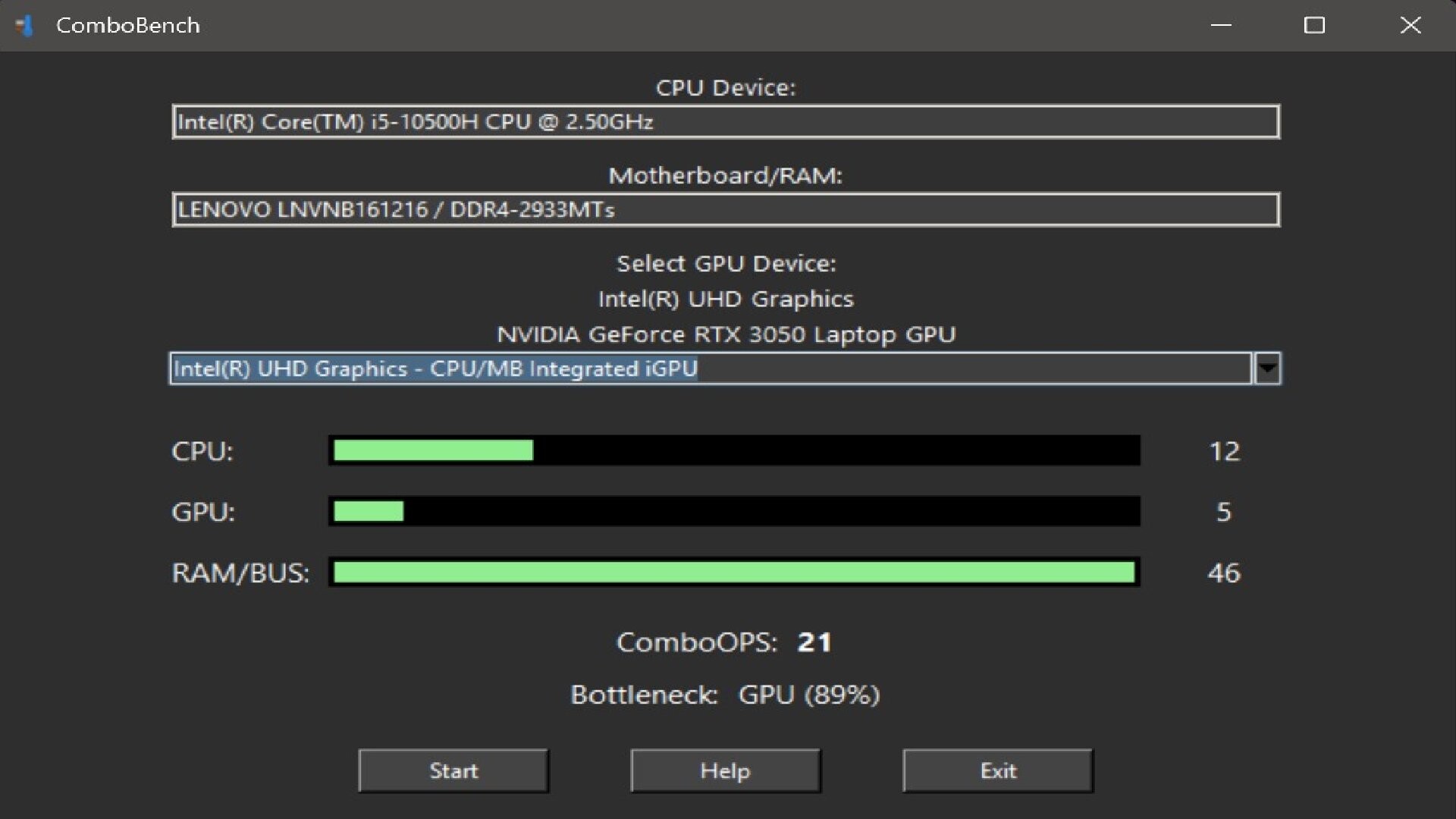 ComboBench Screenshot 2