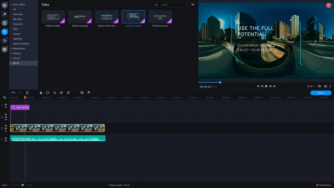 Movavi Video Editor 2023 - Cinematic Set Screenshot 1