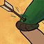 An arrow in the knee icon