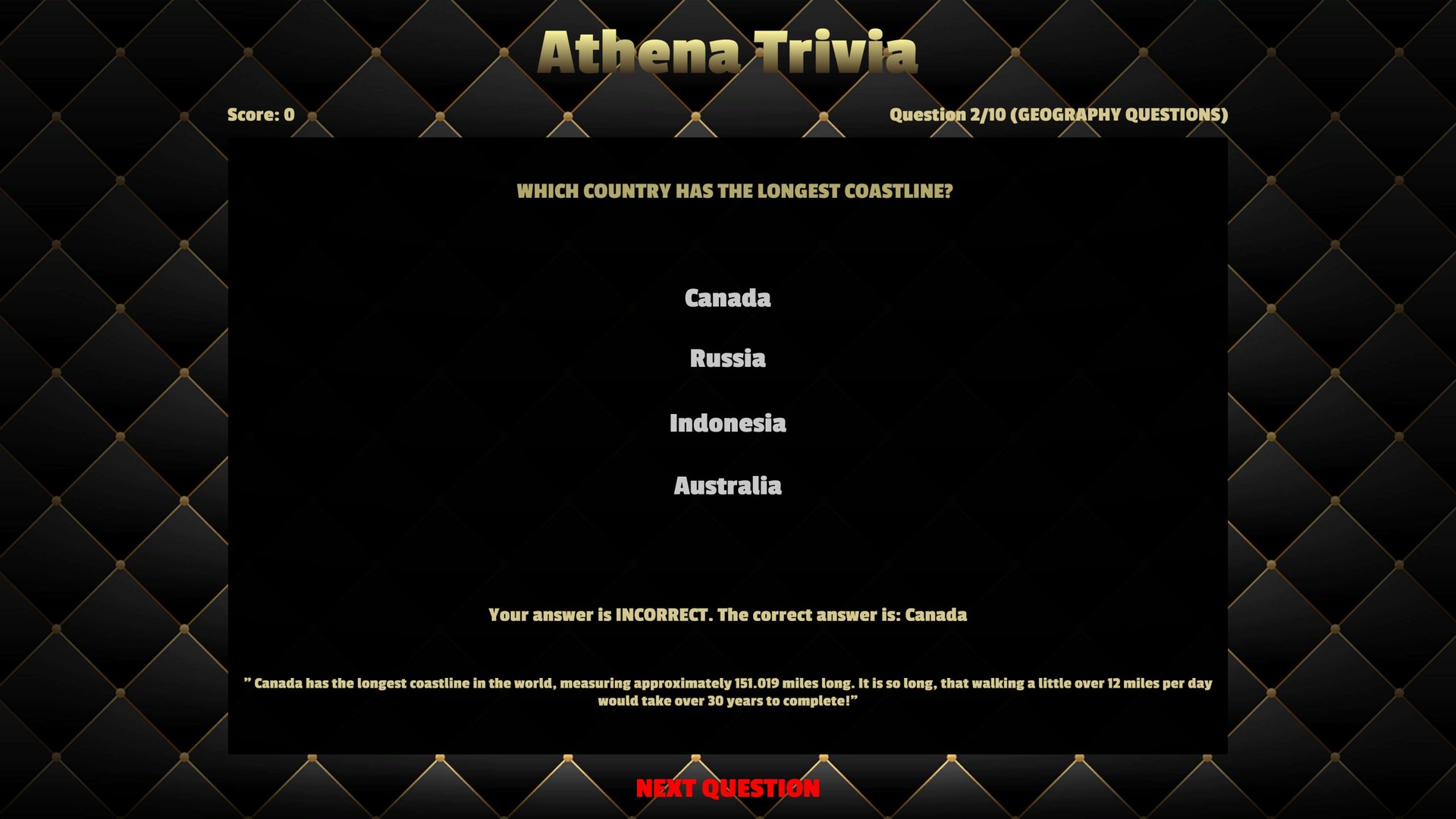 Athena Trivia Screenshot 0