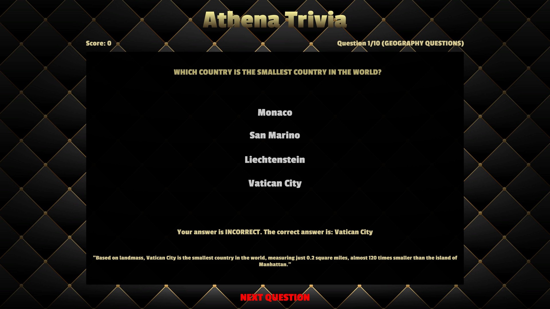 Athena Trivia Screenshot 2