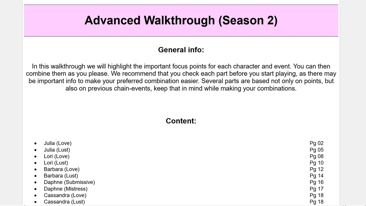 My Pleasure - Season 2: Advanced Walkthrough Screenshot 0
