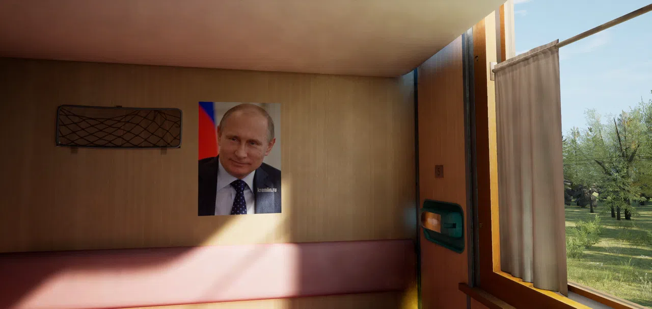Russian Train Trip 2 - Putin's posters in the train car Screenshot 0