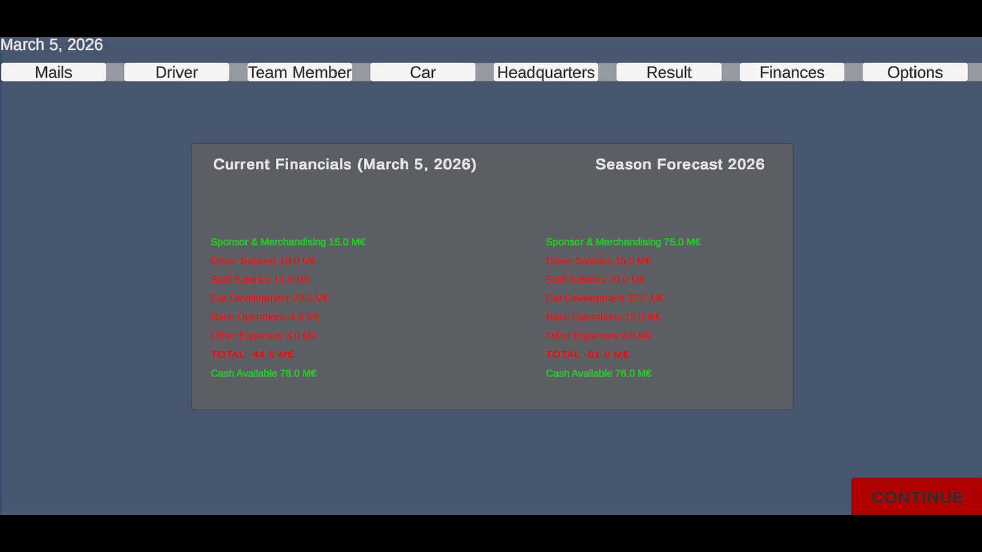 Racing Manager Demo Screenshot 1
