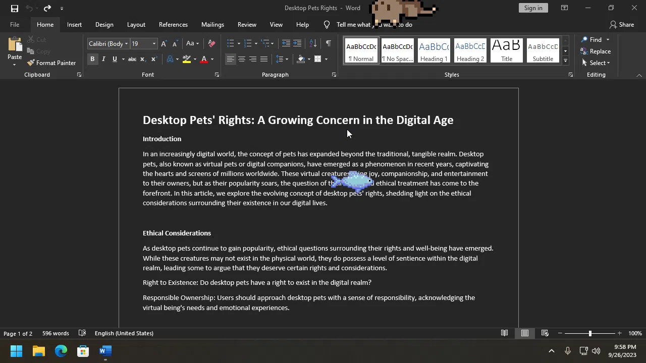 Desktop Pet Project Screenshot 1