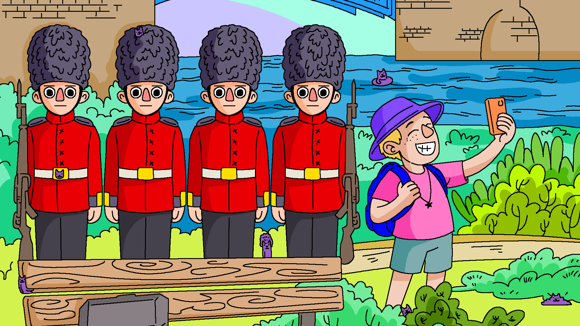 100 Cats Lost In England Find & Color Screenshot 2