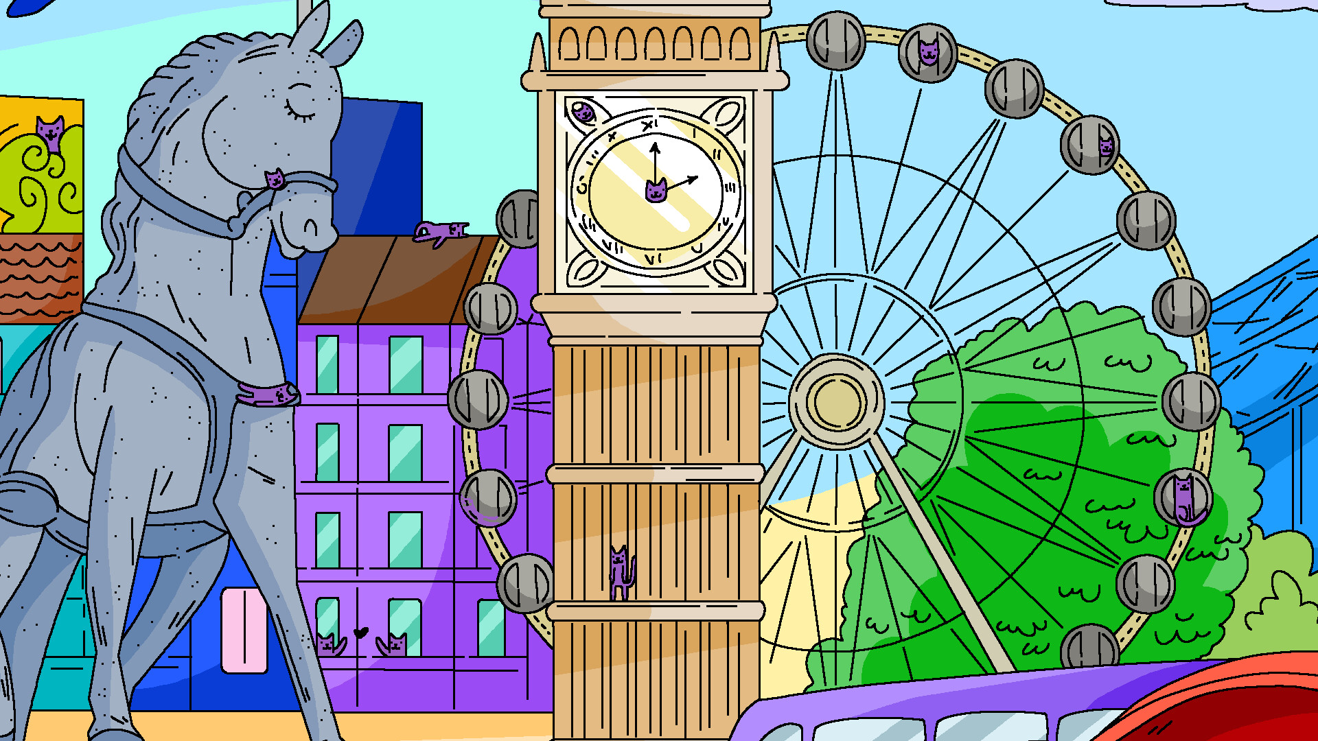 100 Cats Lost In England Find & Color Screenshot 4