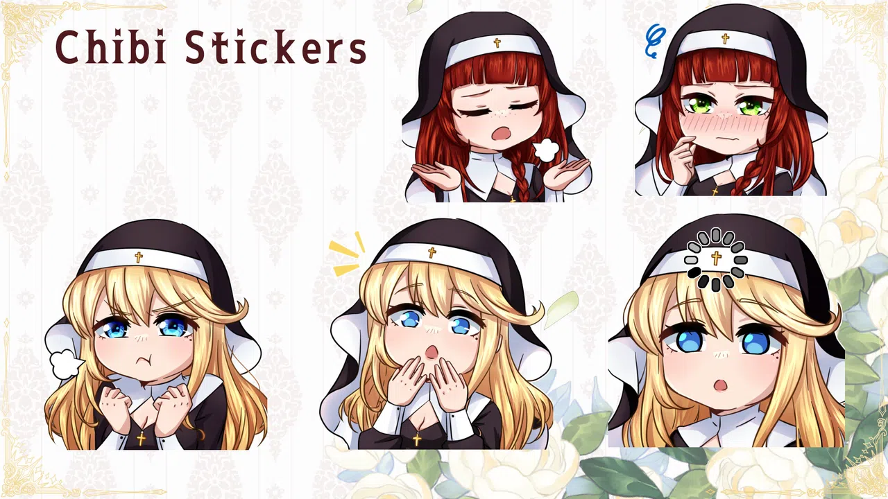 Tentacles Party With Nuns Chibi Stickers Screenshot 0