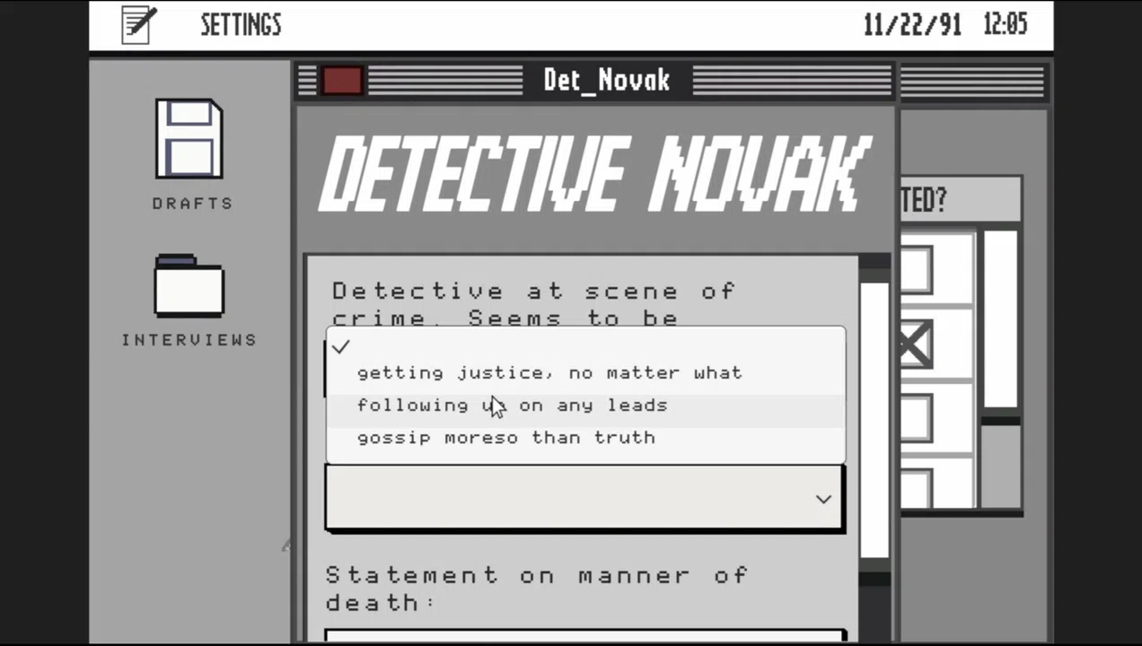 Report on the Death of Robert Evergreen Demo Screenshot 1
