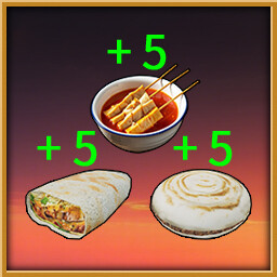 3 types of food with permanently +5 Strength