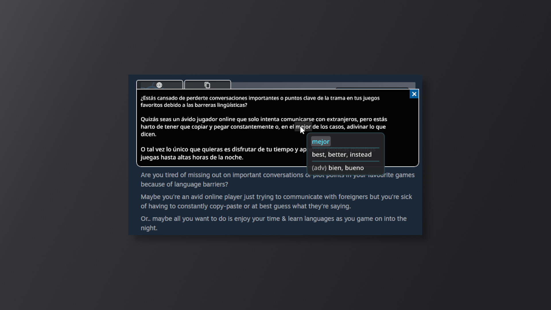GameTranslate Demo Screenshot 1