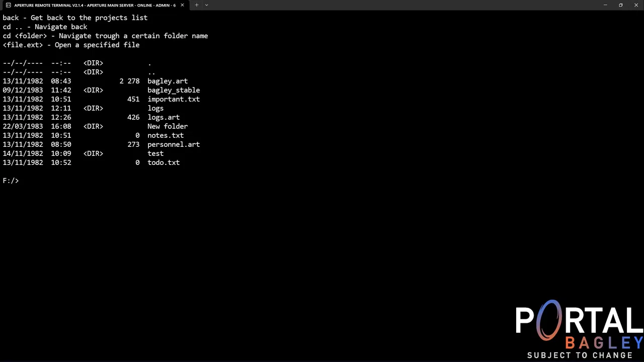 Portal BAGLEY - Aperture Remote Terminal Screenshot 4