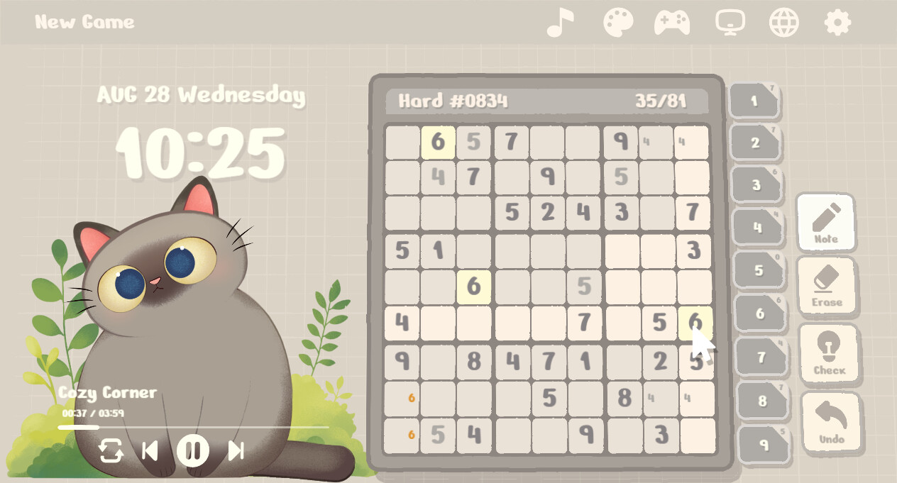 Cozy Sudoku Screenshot 1