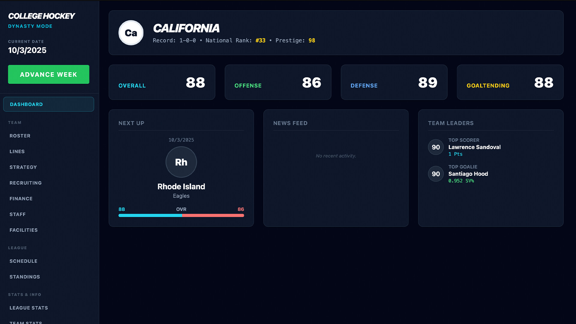 Coastal Summit Sports: College Hockey 26 Screenshot 0