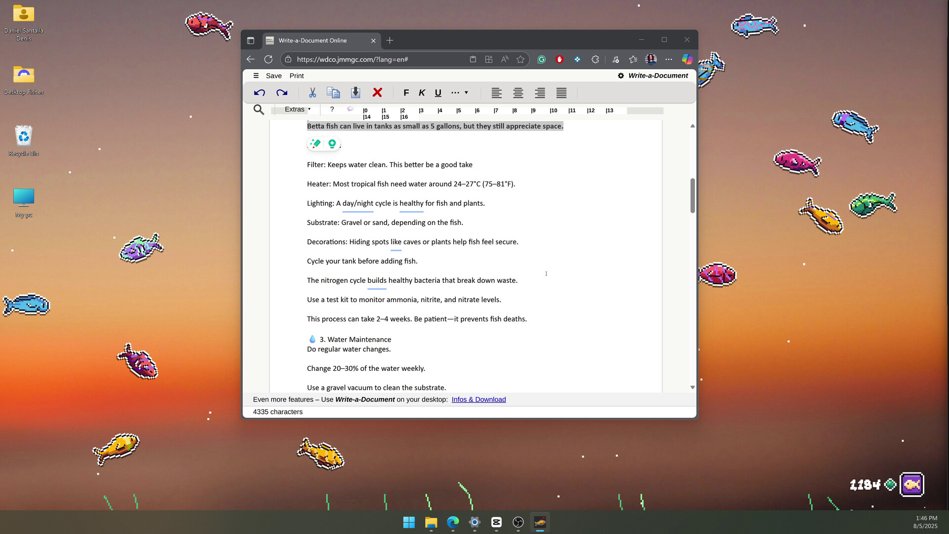 Desktop Fishes Screenshot 4