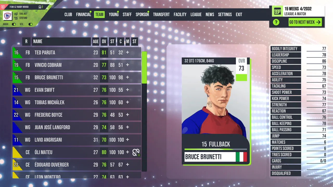 Rugby Tycoon Rugby Rovigo Delta Screenshot 1