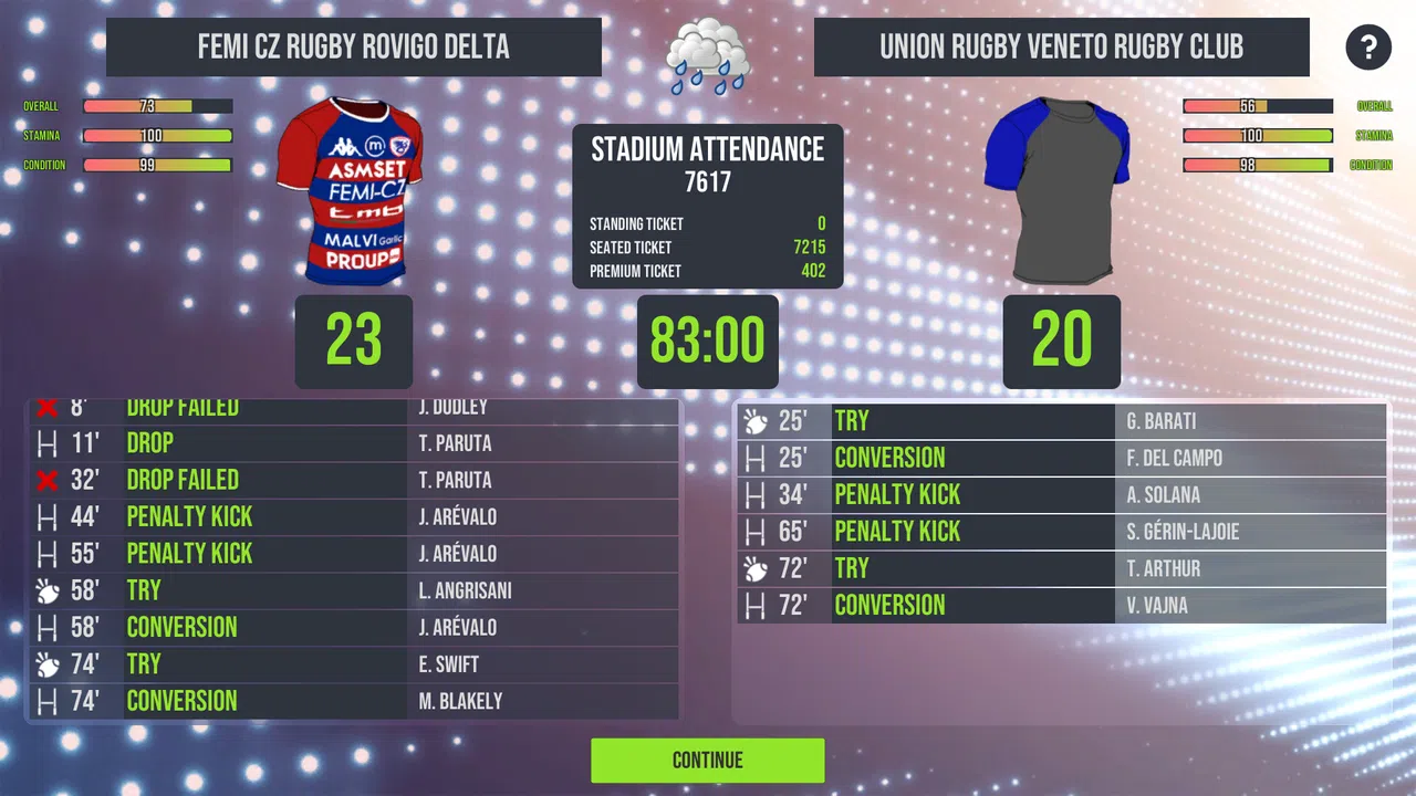 Rugby Tycoon Rugby Rovigo Delta Screenshot 0