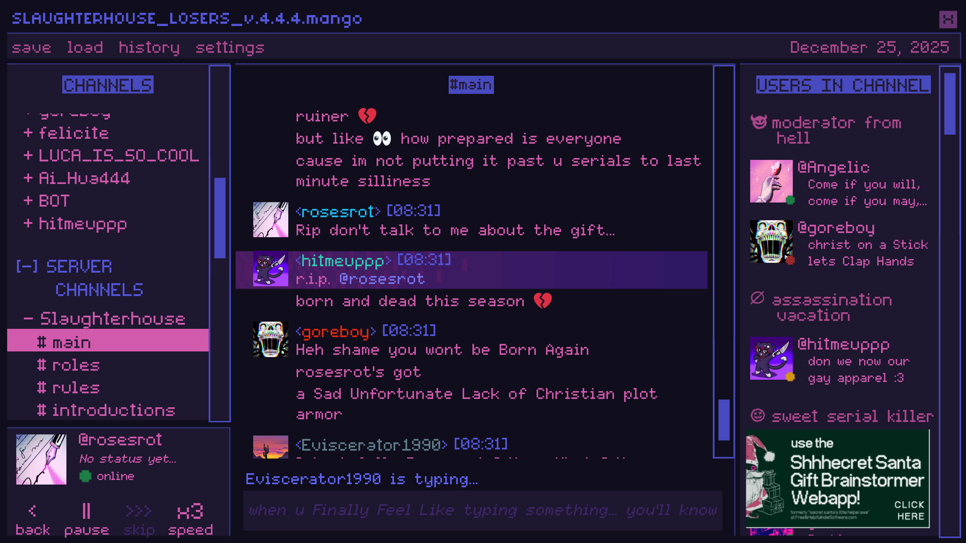 A Killer Chat! Christmas Screenshot 5