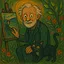 Old Painter and Cat in the Garden icon