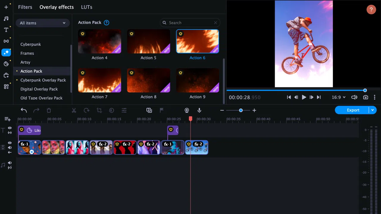 Movavi Video Editor 2025 - Action Pack Screenshot 1