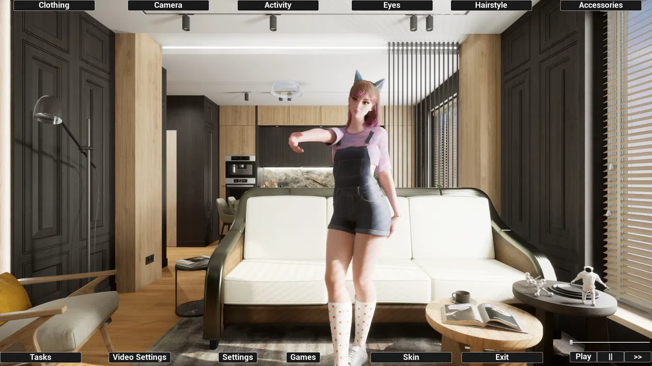 Virtual Girlfriend Lia - Overalls Screenshot 0