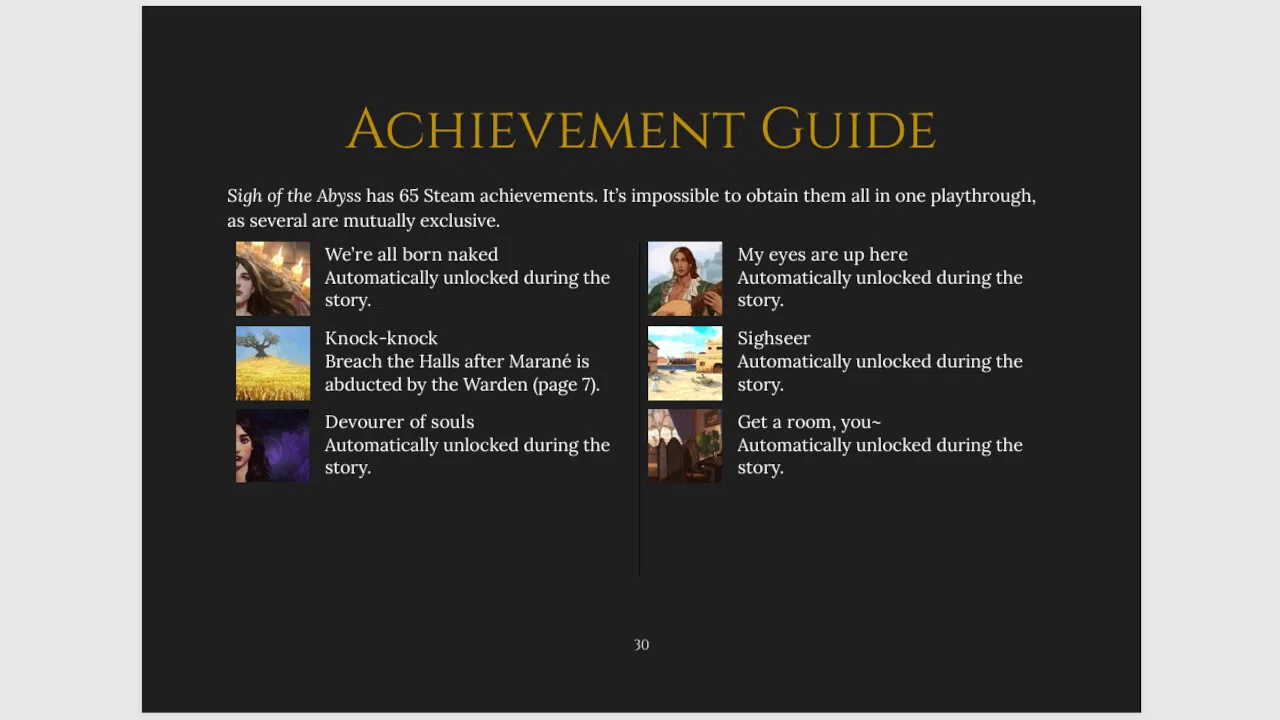 Sigh of the Abyss - Guidebook Screenshot 2