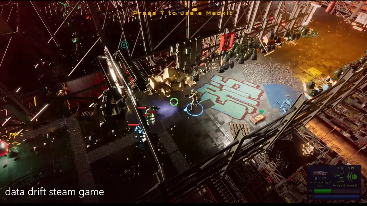 Data Drift: Cyberpunk Shooter Top Down indie action Screenshot 3