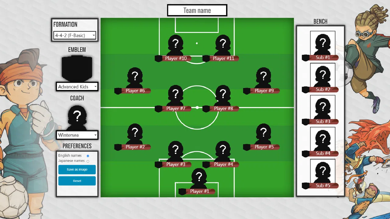 Inazuma Eleven Team Builder Screenshot 0