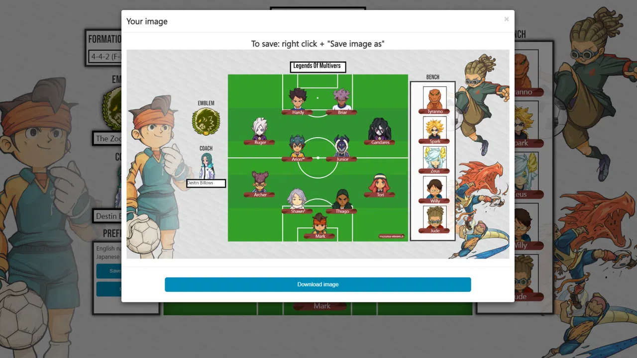 Inazuma Eleven Team Builder Screenshot 3