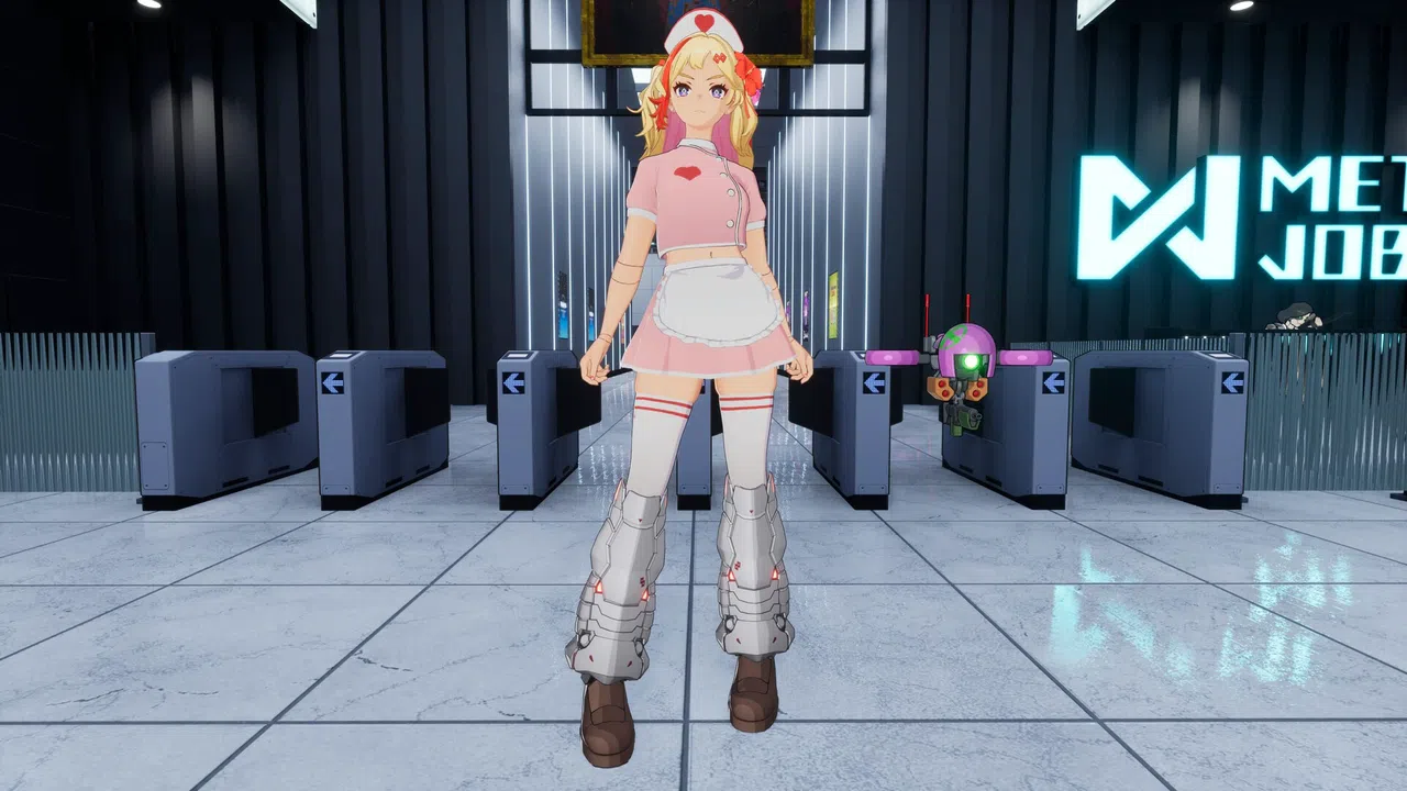 FULL METAL SCHOOLGIRL - Costume: "Nurse Pale Pink (Ryoko)" Screenshot 0