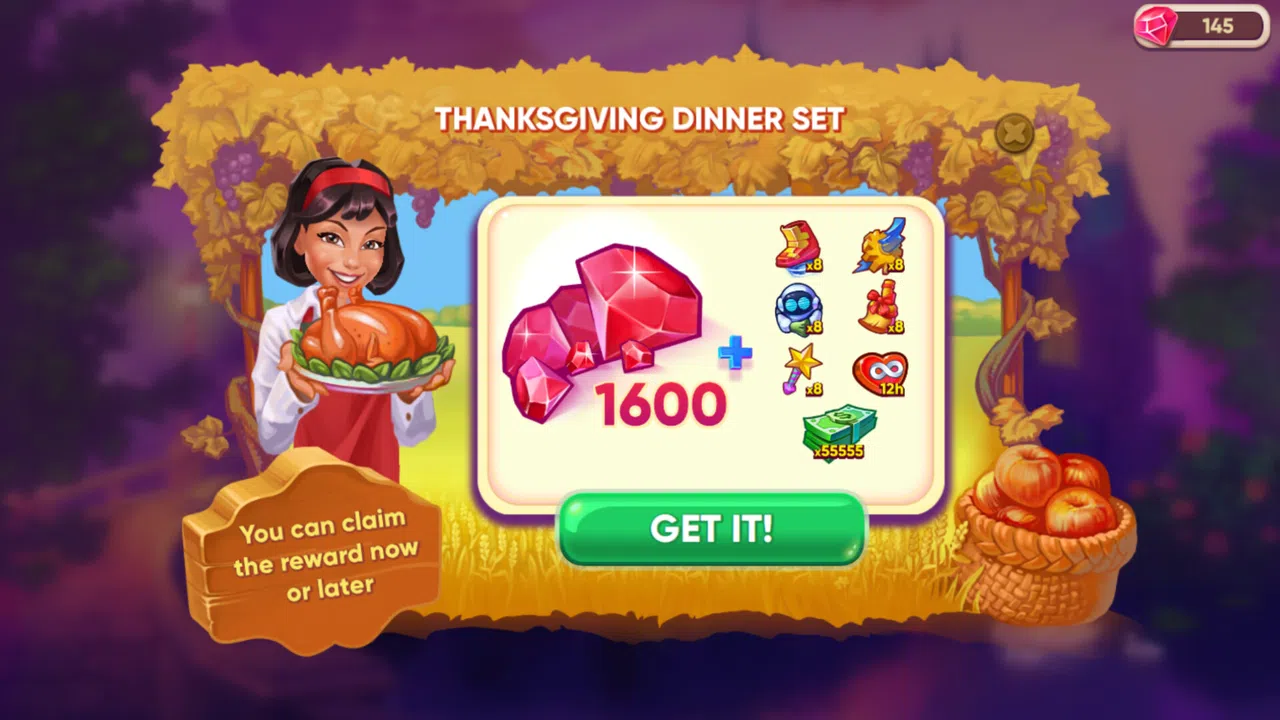 Cafe Dash: Cooking, Diner Game - Thanksgiving Dinner Set Screenshot 0
