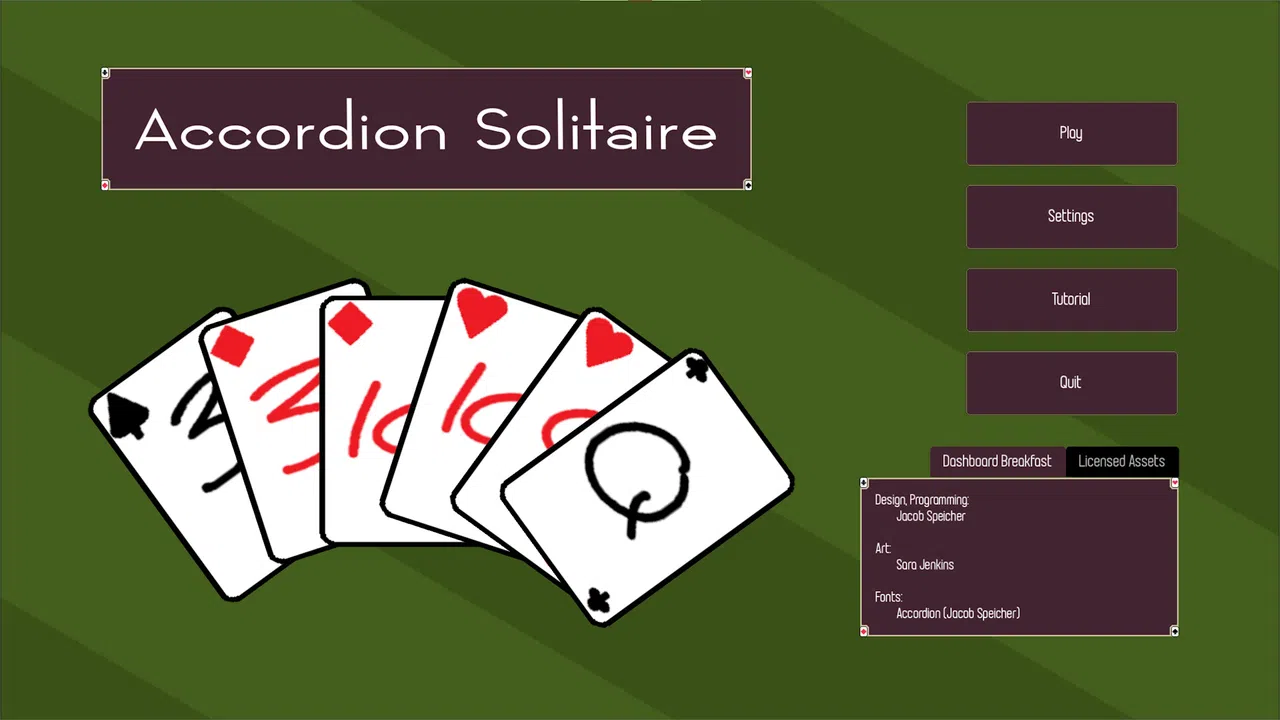 Accordion Solitaire - Developer Art Deck Screenshot 0