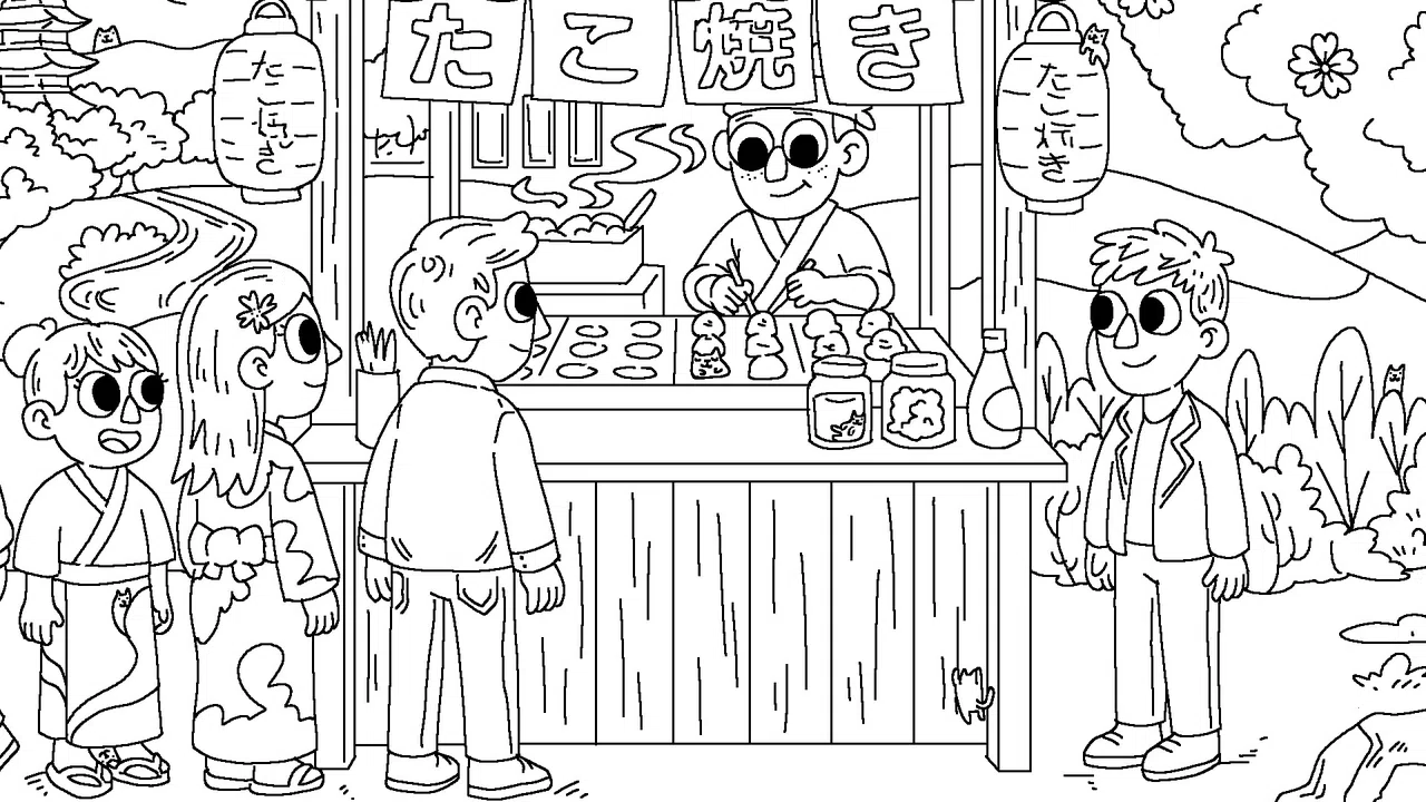 100 Cats Lost in Japan 2 Find & Color Screenshot 3