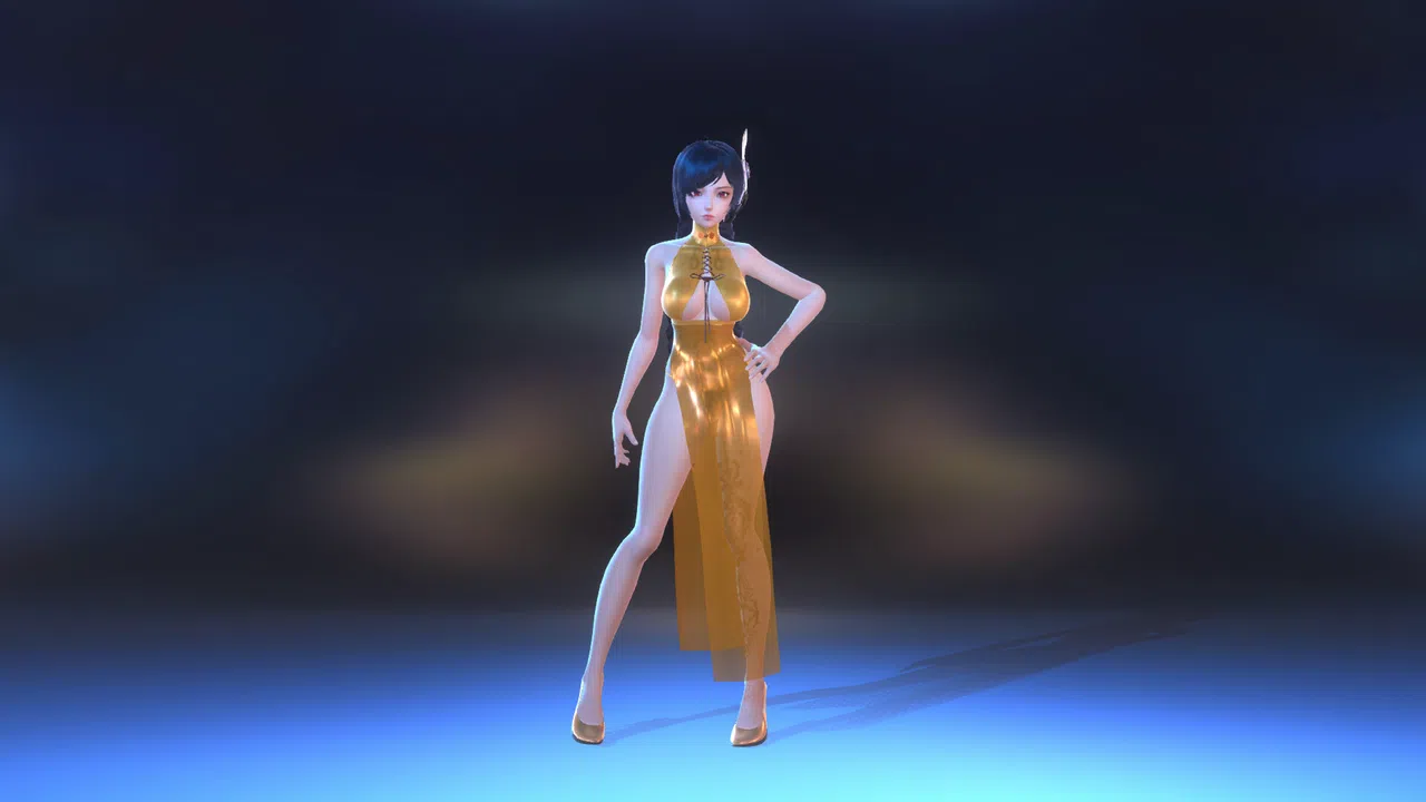 Angel Legion-DLC High-Slit Cheongsam (Orange) Screenshot 2