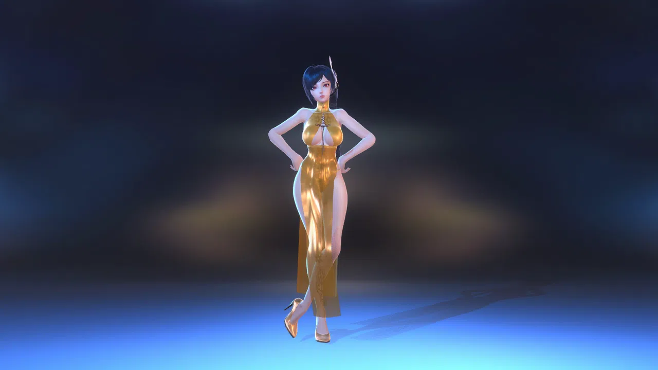 Angel Legion-DLC High-Slit Cheongsam (Orange) Screenshot 3