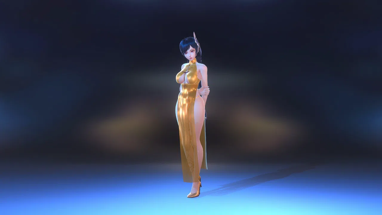 Angel Legion-DLC High-Slit Cheongsam (Orange) Screenshot 1