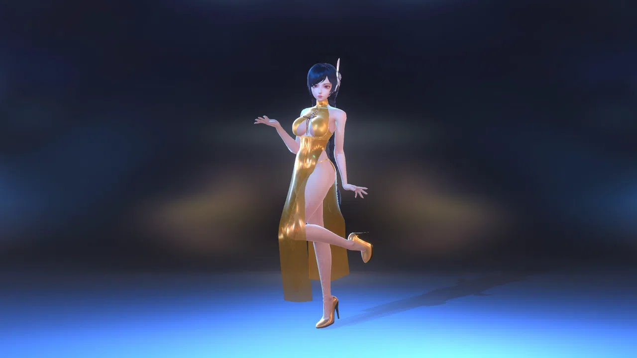 Angel Legion-DLC High-Slit Cheongsam (Orange) Screenshot 0