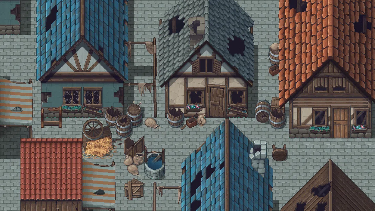RPG Maker MZ - Winlu Fantasy Tileset - Destroyed Exterior Screenshot 1