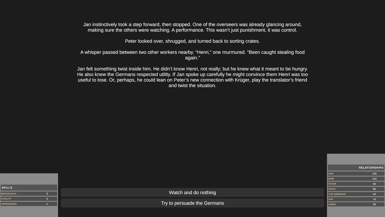 Survive, Resist, Collaborate - a World War 2 Choice-Based Story Screenshot 1