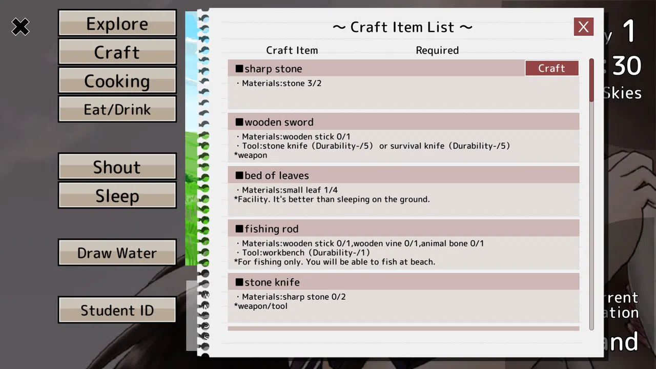 Long Black-Haired Schoolgirl Survival Simulation Game Screenshot 2