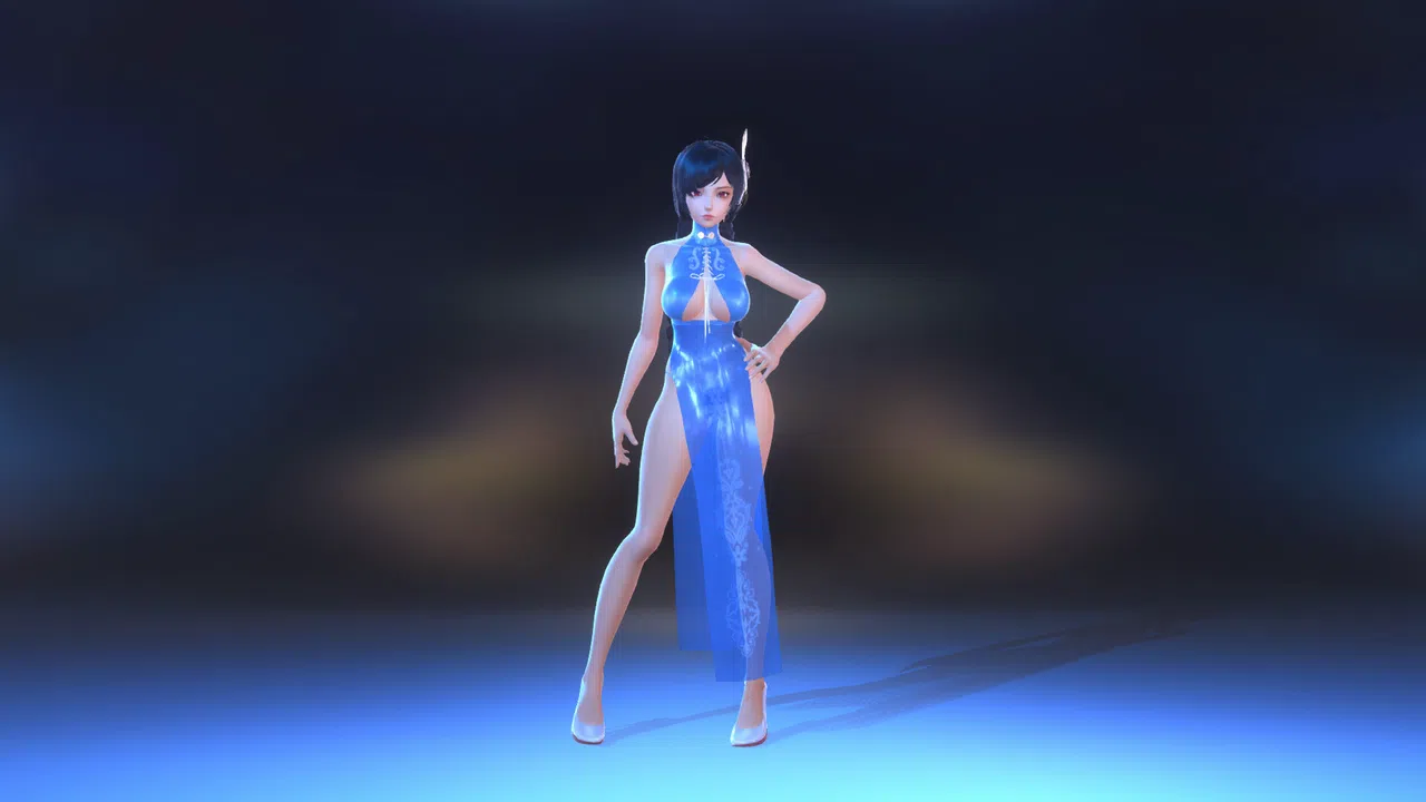 Angel Legion-DLC High-Slit Cheongsam (Blue) Screenshot 4