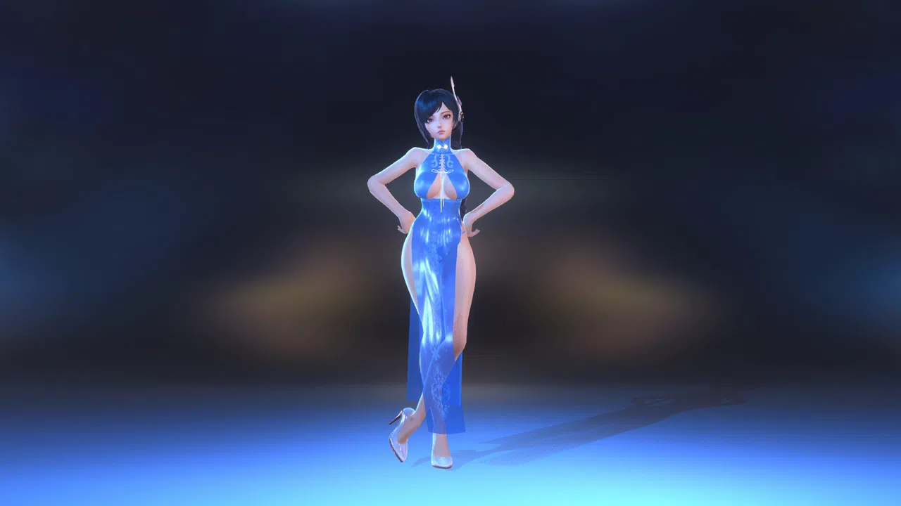 Angel Legion-DLC High-Slit Cheongsam (Blue) Screenshot 2