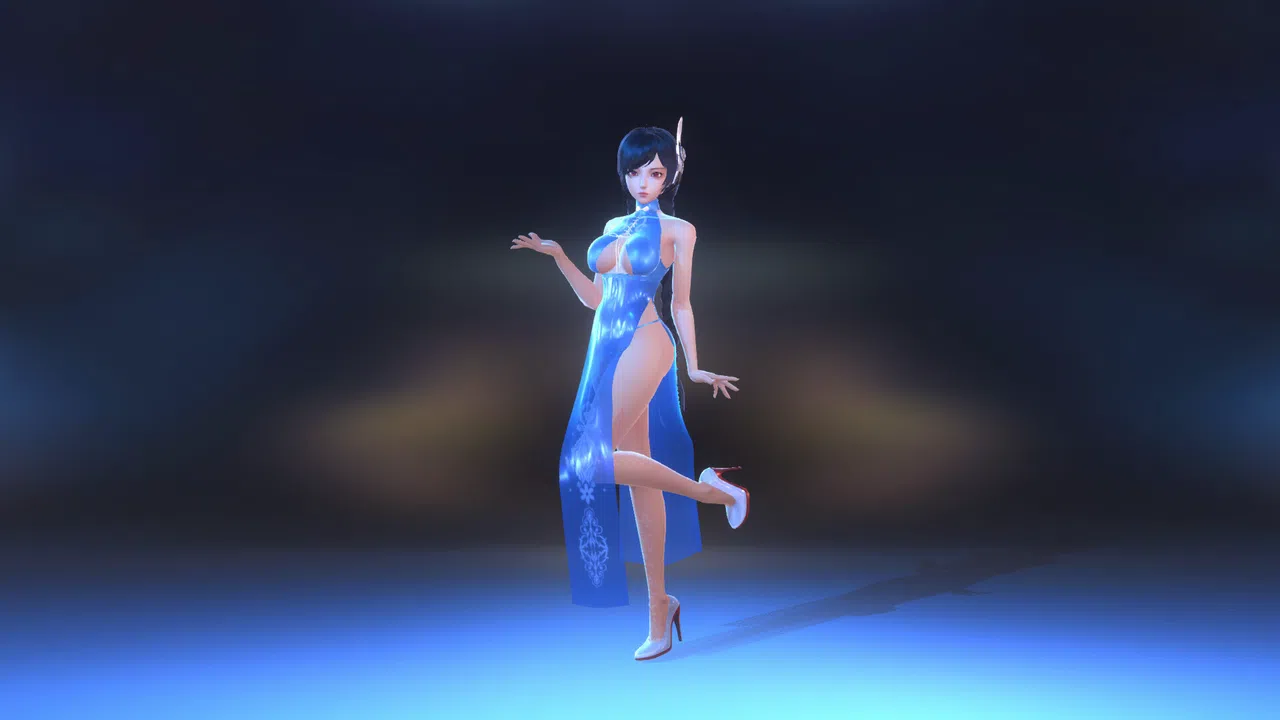 Angel Legion-DLC High-Slit Cheongsam (Blue) Screenshot 1