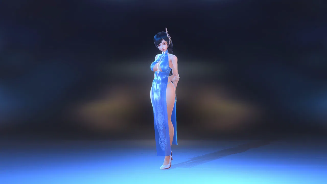 Angel Legion-DLC High-Slit Cheongsam (Blue) Screenshot 3