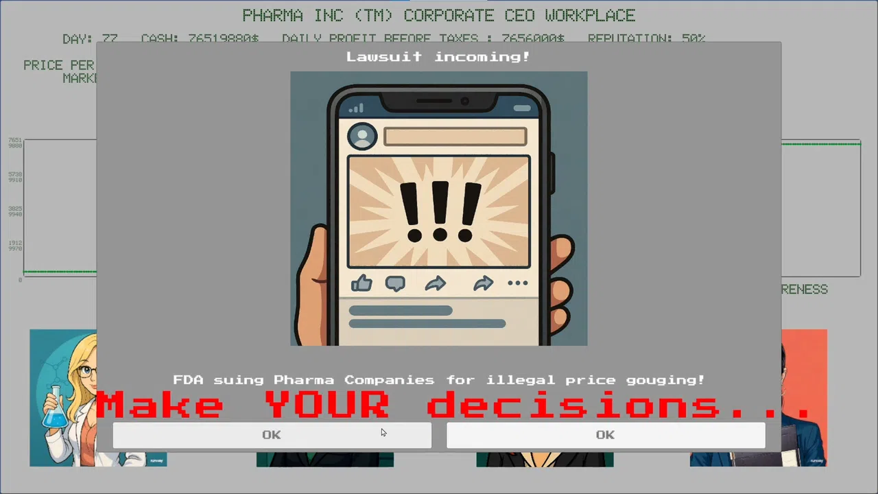 PHARMA INC SIMULATOR - Ethics not included.  Screenshot 2