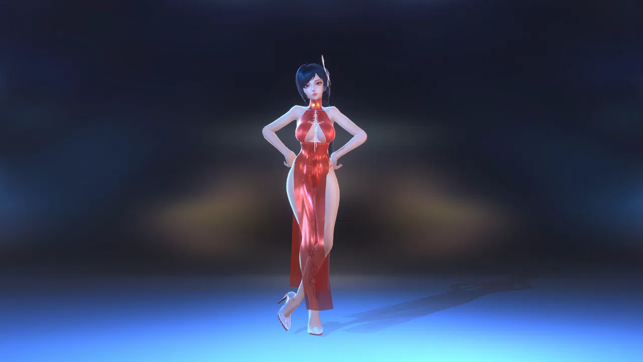 Angel Legion-DLC High-Slit Cheongsam (Red) Screenshot 2