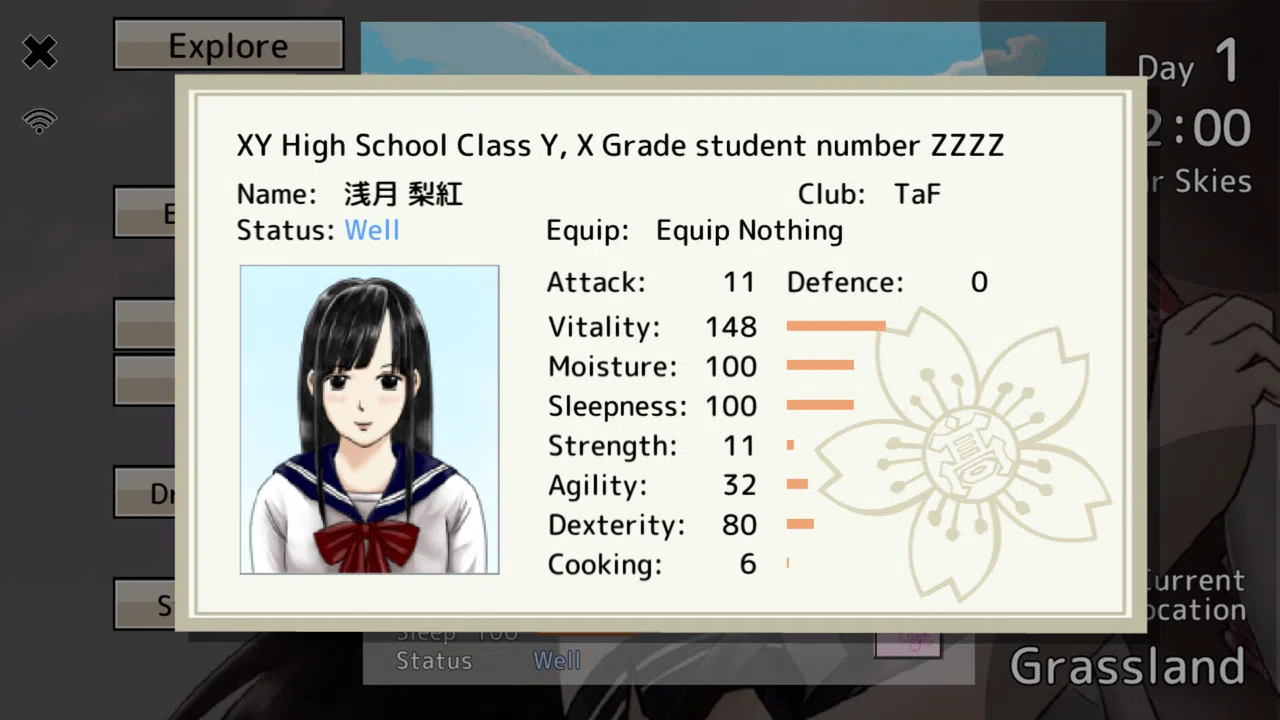 Long Black-Haired Schoolgirl Survival Simulation Game Demo Screenshot 3