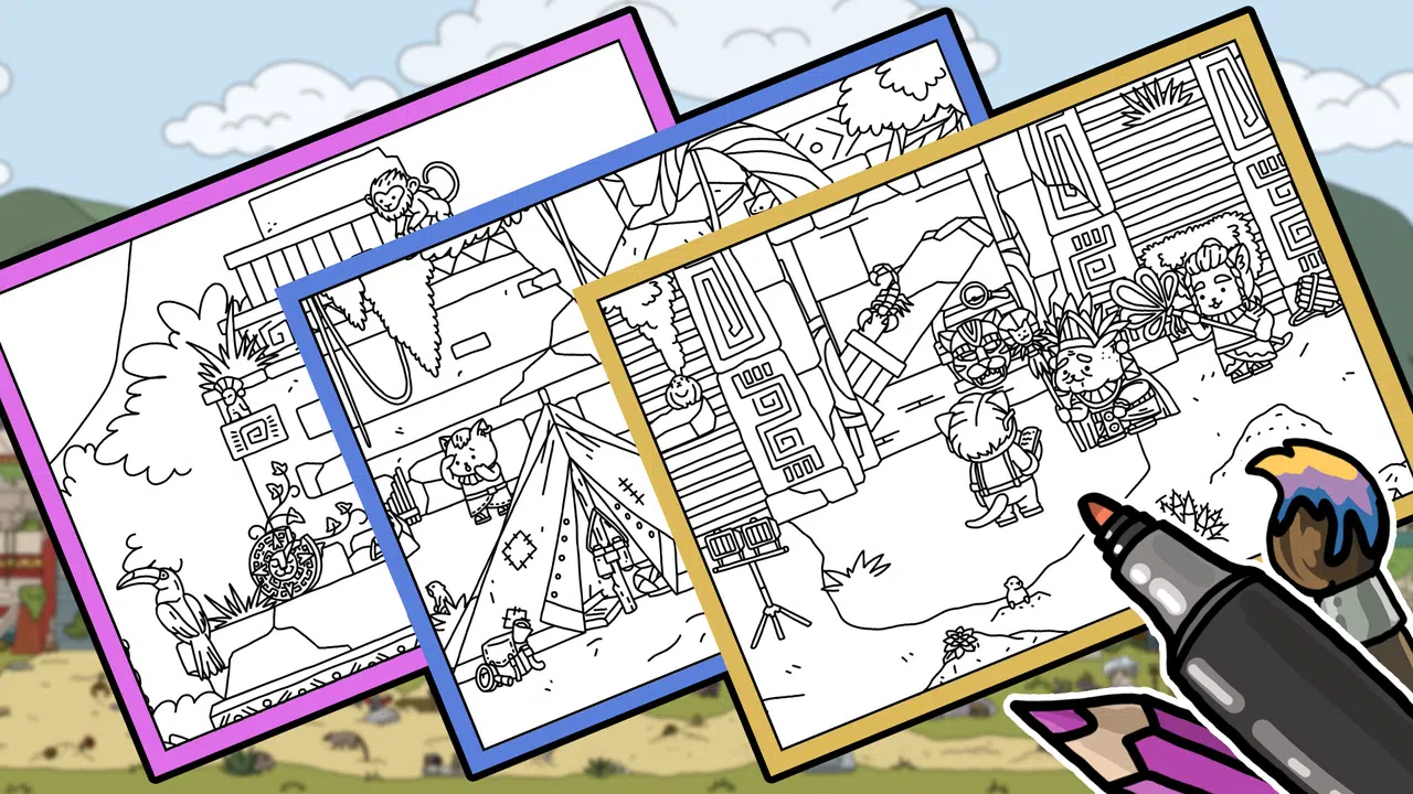 FIND ALL 8: The road to the Maya - Coloring Book Screenshot 2