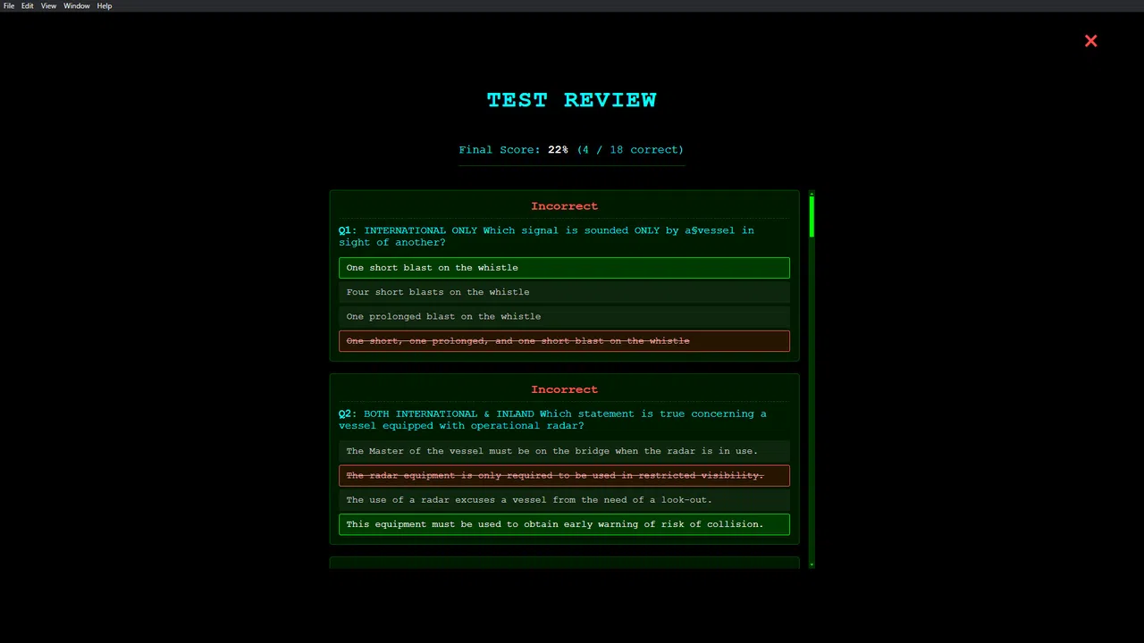 Watchstander: COLREGS/Rules of the Road Training Administrator Screenshot 1